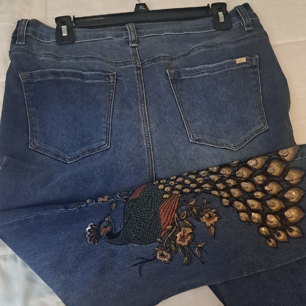 Hanky Panky Blue Straight Leg Jeans with Embroidered Details